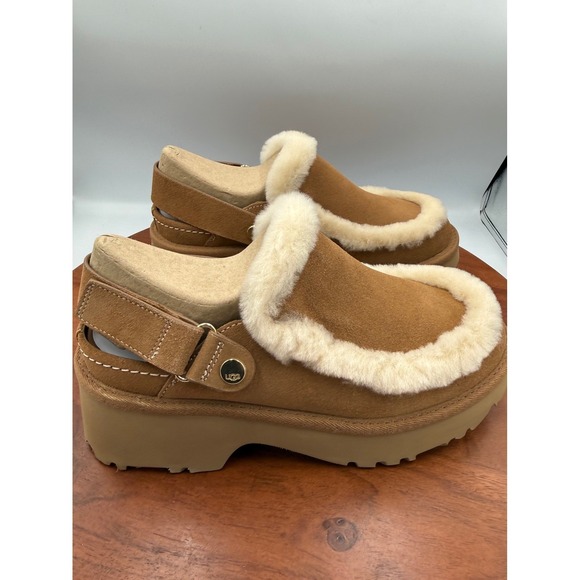 UGG Shoes - Ugg Esmee Clog Chestnut Suede Shearling Lined Slip On Women 9 1173331 Platform